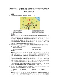 2022—2023学年度山东省潍坊市高一第一学期期中考试历史试题（解析版）