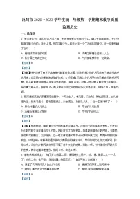 2022-2023学年河北省沧州市高一上学期期末考试历史试题 (解析版)