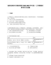 湖南省郴州市教研联盟2022-2023学年高一上学期期末联考历史试题