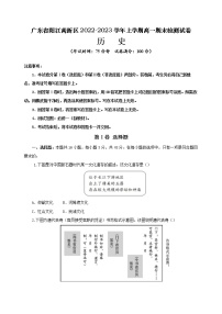 广东省阳江市高新区2022-2023学年高一上学期期末考试历史试题