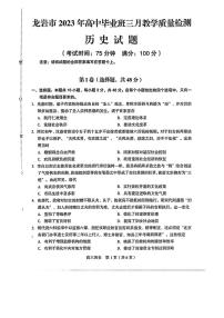 2023年福建省龙岩市高三下学期3月教学质量检测历史试题含答案解析