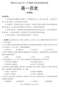 2022-2023学年湖南省郴州市高一上学期期末历史试题PDF版含答案