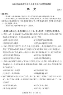 2022届山东省临沂市高三下学期5月二模考试历史试题 PDF版