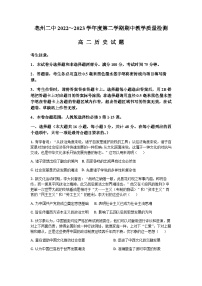 2022-2023学年安徽省亳州市第二中学高二下学期期中考试历史试题含解析