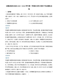安徽省皖东名校2023-2024学年高一上学期期中考试模拟历史试题（解析版）