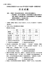 2024高三上学期第一次模拟考试历史含解析