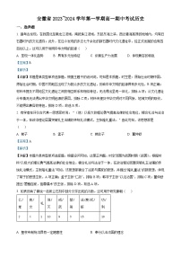 安徽省滁州市九校联盟考试2023-2024学年高一上学期期中考试历史试题（Word版附解析）