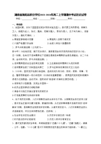 湖南省衡阳县部分学校2023-2024年高二上学期期中考试历史试卷(含答案)