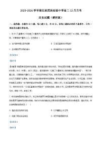 2023-2024学年湖北省武昌实验中学高二12月月考历史试题含解析