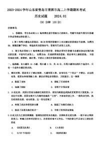 2023-2024学年山东省青岛市莱西市高二上学期期末考试历史试题含答案