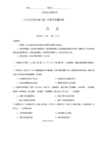 安徽省合肥市2024届高三第一次教学质量检查历史试题