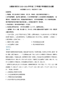 安徽省阜阳市2023-2024学年高三下学期开学教学质量统测历史试卷（Word版附解析）