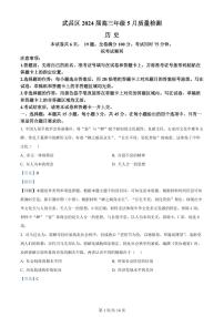 湖北省武汉市武昌区2024届高三下学期二模历史试题 Word版含解析