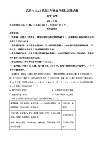 湖北省武汉市2024届高三年级下学期五月模拟训练试题历史