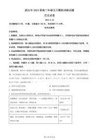 湖北省武汉市2024届高三年级下学期五月模拟训练试题历史
