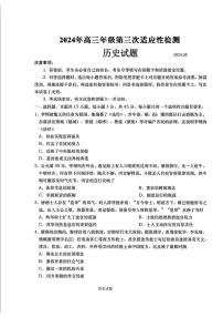 2024届山东省青岛市高三三模第三次适应性检测历史试题及答案（5月28日青岛三模）