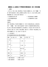 湖南省2024届高三下学期高考模拟测试（四）历史试卷（解析版）