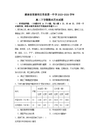 湖南省常德市汉寿县第一中学2023-2024学年高二下学期期末考试历史试题