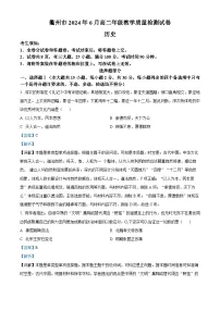 2024衢州高二下学期6月期末历史试题含解析