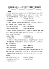 安徽省马鞍山市2023-2024学年高二下学期期末考试历史试卷(含答案)