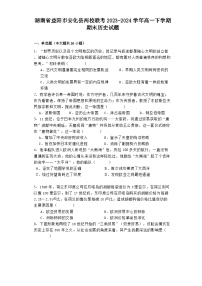 湖南省益阳市安化县两校联考2023-2024学年高一下学期期末历史试题