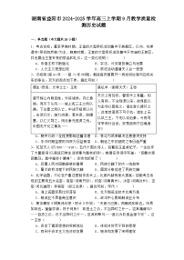 湖南省益阳市2024-2025学年高三上学期9月教学质量检测历史试题