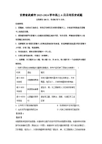 甘肃省武威市2023-2024学年高二下学期6月月考历史试卷(解析版)