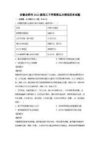 安徽合肥市2024届高三下学期第五次高考模拟模拟历史试卷(解析版)