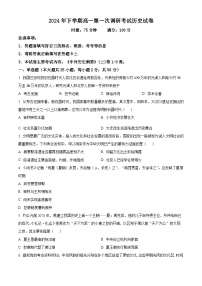 湖南省益阳市2024-2025学年高一上学期第一次调研考试历史试卷