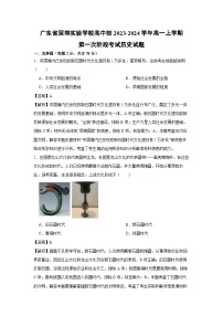 广东省深圳实验学校高中部2023-2024学年高一上学期第一次阶段考试月考历史试卷（解析版）