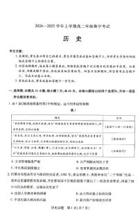 河南省濮阳市2024-2025学年高二上学期期中考试历史试卷