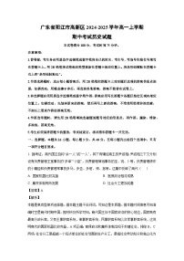 2024-2025学年广东省阳江市高新区高一(上)期中考试历史试卷（解析版）