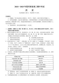 2024～2025学年河南省高三(上)期中历史试卷(含答案)