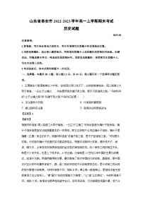 2022~2023学年山东省泰安市高一(上)期末考试历史试卷(解析版)