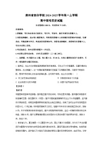 2024~2025学年贵州省部分学校高一(上)期中联考历史试卷(解析版)