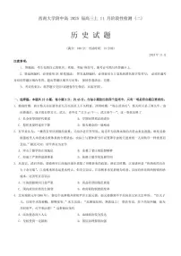 重庆市西南大学附中2025届上学期高三11月阶段性检测（二）-历史试题+答案