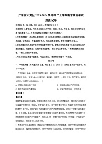 2023~2024学年广东省大湾区高二上学期期末联合考试历史试卷(解析版)