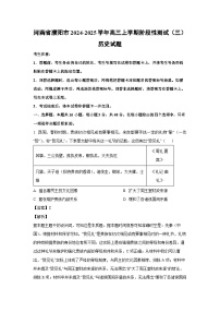 2024~2025学年河南省濮阳市高三上学期阶段性测试(三)历史试卷(解析版)