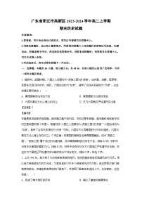 2023~2024学年广东省阳江市高新区高二上学期期末历史试卷(解析版)