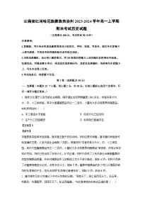 2023~2024学年云南省红河哈尼族彝族自治州高一上学期期末考试历史试卷(解析版)