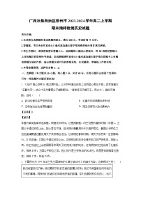 2023-2024学年广西壮族自治区梧州市高二(上)期末抽样检测历史试卷(解析版)