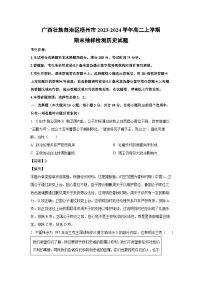 2023-2024学年广西壮族自治区梧州市高二(上)期末抽样检测历史试卷(解析版)