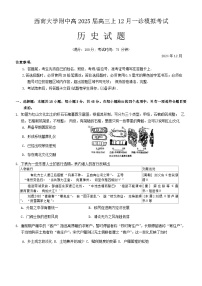 2025重庆市西南大学附中高三上学期12月一诊模拟考试历史含答案