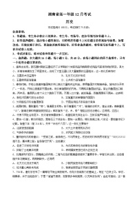 2025湖南省部分学校高一上学期12月月考历史试题含解析