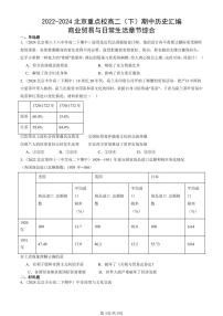 2022-2024北京重点校高二（下）期中真题历史汇编：商业贸易与日常生活章节综合