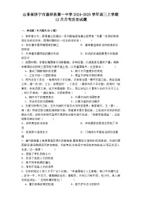 山东省济宁市嘉祥县第一中学2024-2025学年高三上学期12月月考历史试题