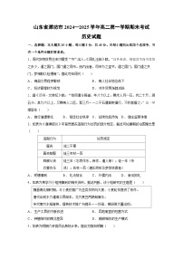 山东省潍坊市2024—2025学年高二第一学期期末考试历史试卷