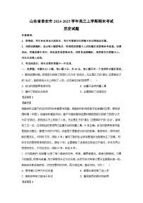 山东省泰安市2024-2025学年高三上学期期末考试历史试题（解析版）