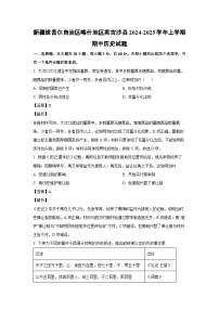 新疆维吾尔自治区喀什地区英吉沙县2024-2025学年高一上学期期中历史试题（解析版）