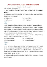 福建省龙岩市2023_2024学年高一历史上学期期末教学质量检查试题含解析